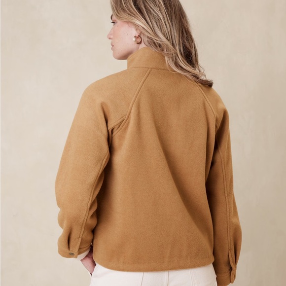 Banana Republic Brushed Short Jacket Petite Large Camel - New With Tags - Picture 2 of 8